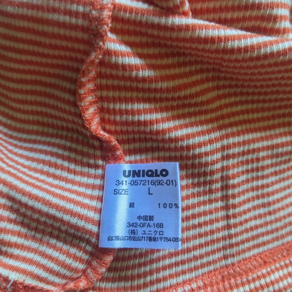 Orange and White Creamsicle Striped Uniqlo Tank Top Large - Picture 3 of 3